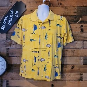 SALE-Columbia men's old school fishing theme golfer shirt size medium